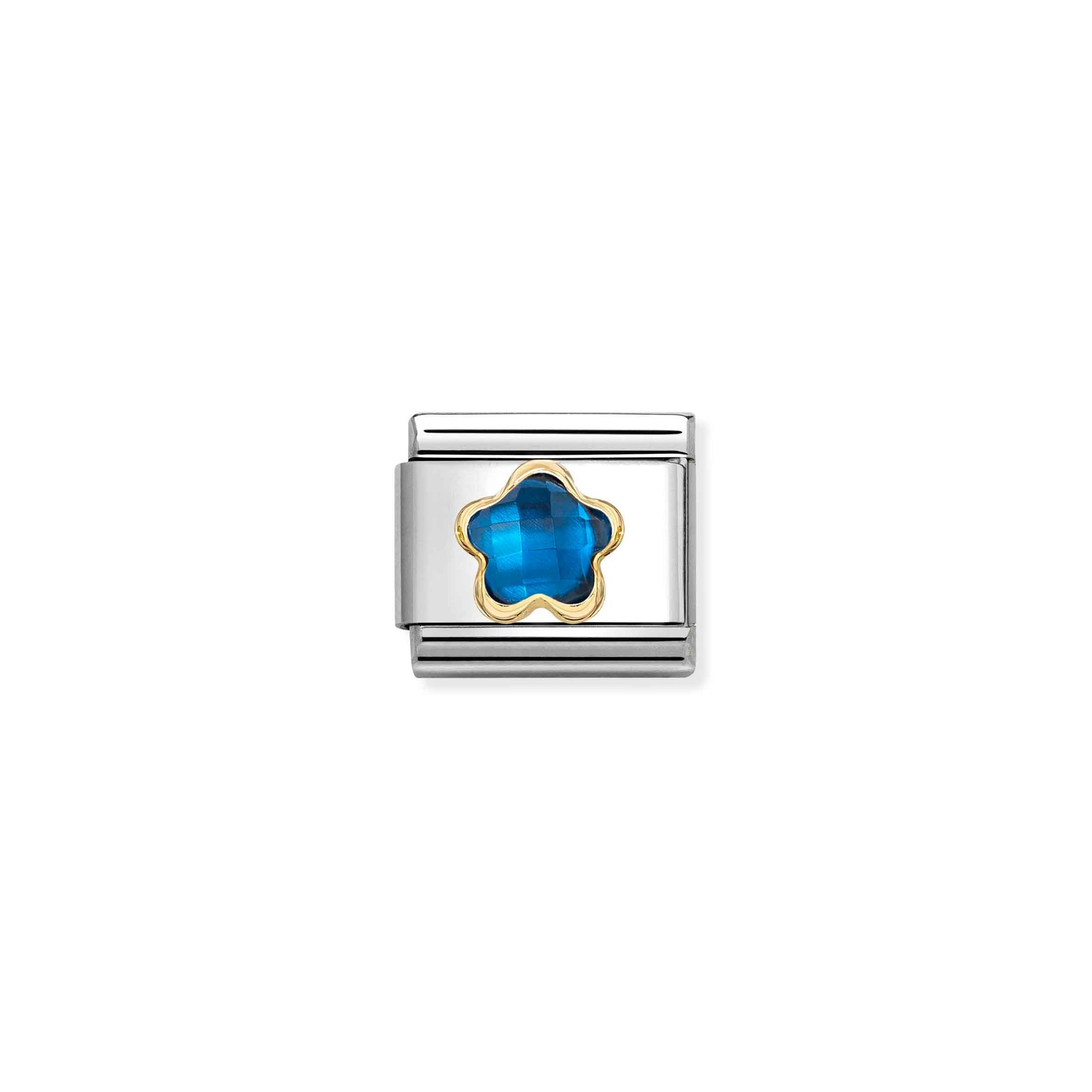 Nomination Composable Classic Charm Blüte blau - Edelstahl, Gold 750 Gelbgold, Zirkonia – Ansicht 2