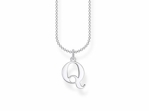 Kette aus Silber mit einem Buchstaben Q als Anhänger, Teil der Thomas Sabo Charming Collection, verstellbare Länge von 38 bis 45 cm.