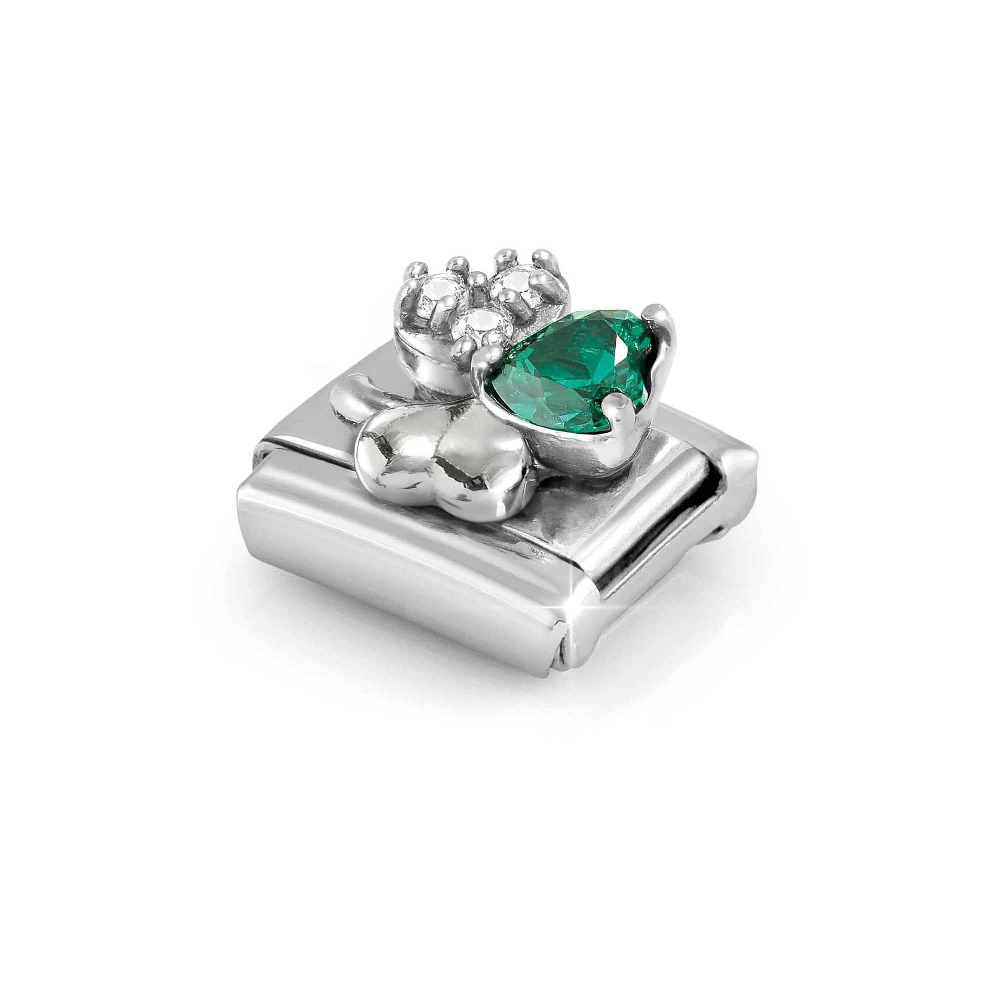 Nomination Classic Sterling Silber charm - Kleeblatt Glücksbringer - Zirkonia Grün & Weiß – Ansicht 5
