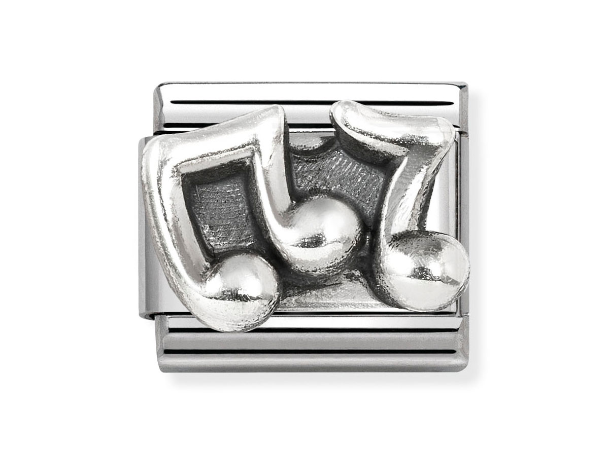 Oxidierte Sterling Silber-Medaille von Nomination mit zwei Musiknoten, stilvoll gestaltet und ideal für Schmuckliebhaber. Neuheit in der klassischen Kollektion 330101 86 CLASSIC.