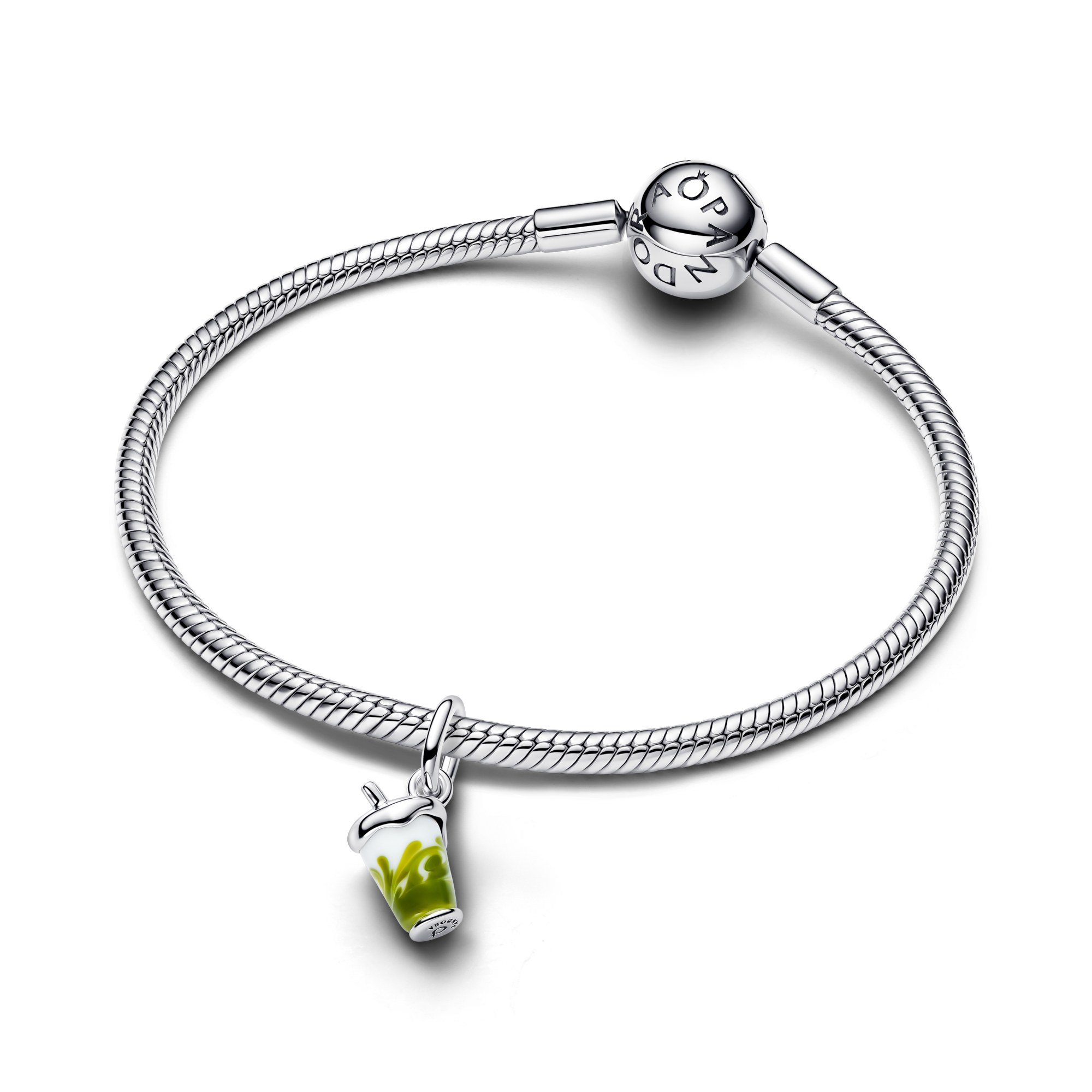 Pandora Iced Matcha Latte Murano-Glas Charm-Anhänger - Emaille Sterling Silber – Ansicht 4