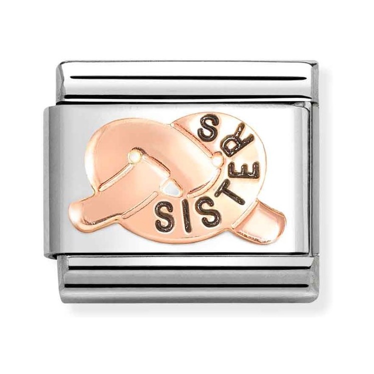 Nomination Composable Classic Charm Knoten SISTERS - Edelstahl, Gold 375 Roségold