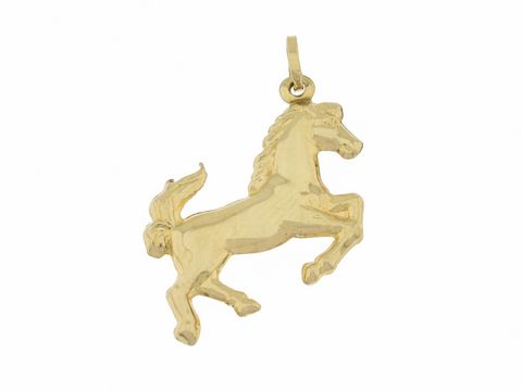 Entzückender Pferde-Anhänger aus Silber vergoldet, ca 2,4 cm, für Reitsportliebhaber, Hersteller Juwelier Harnisch, ideal als schönes Schmuckstück für Tierfreunde.