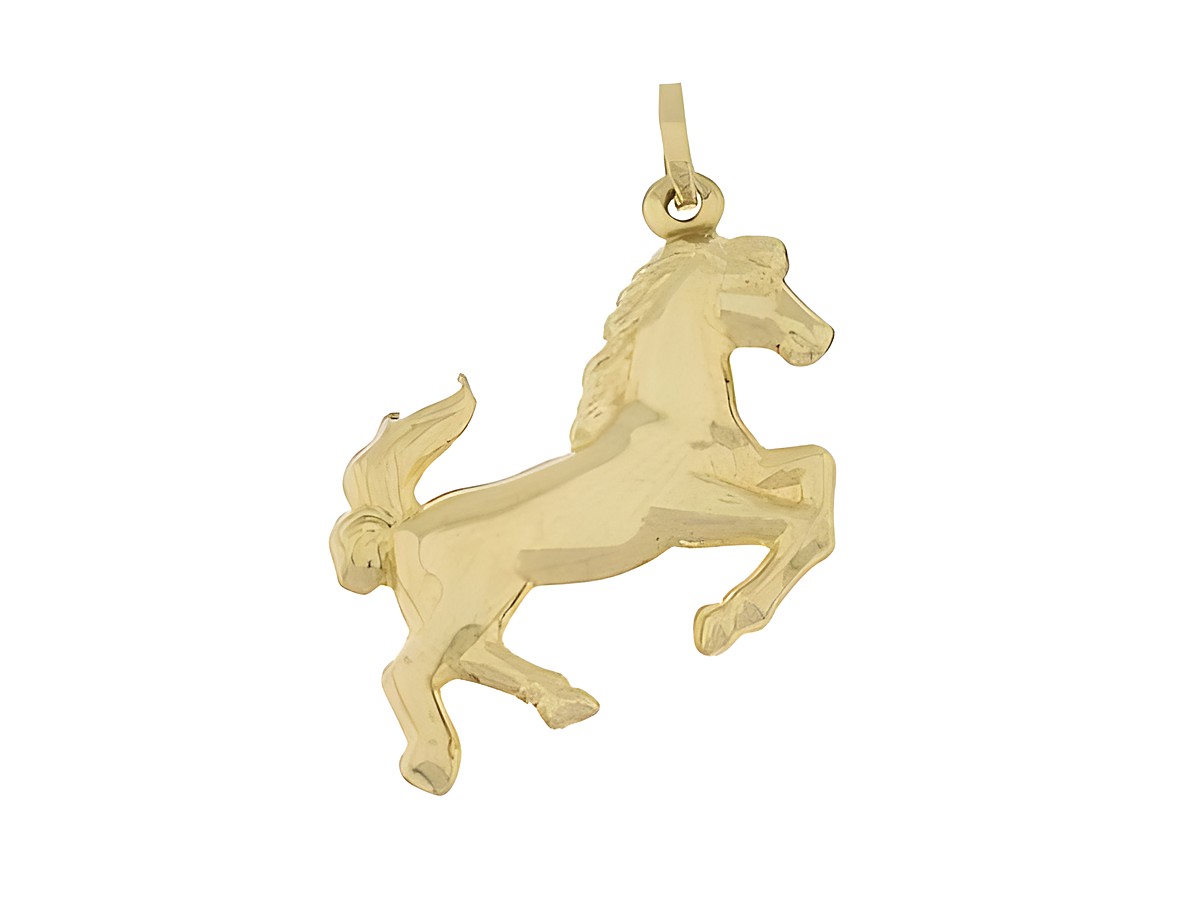 Entzückender Pferde-Anhänger aus Silber vergoldet, ca 2,4 cm, für Reitsportliebhaber, Hersteller Juwelier Harnisch, ideal als schönes Schmuckstück für Tierfreunde.