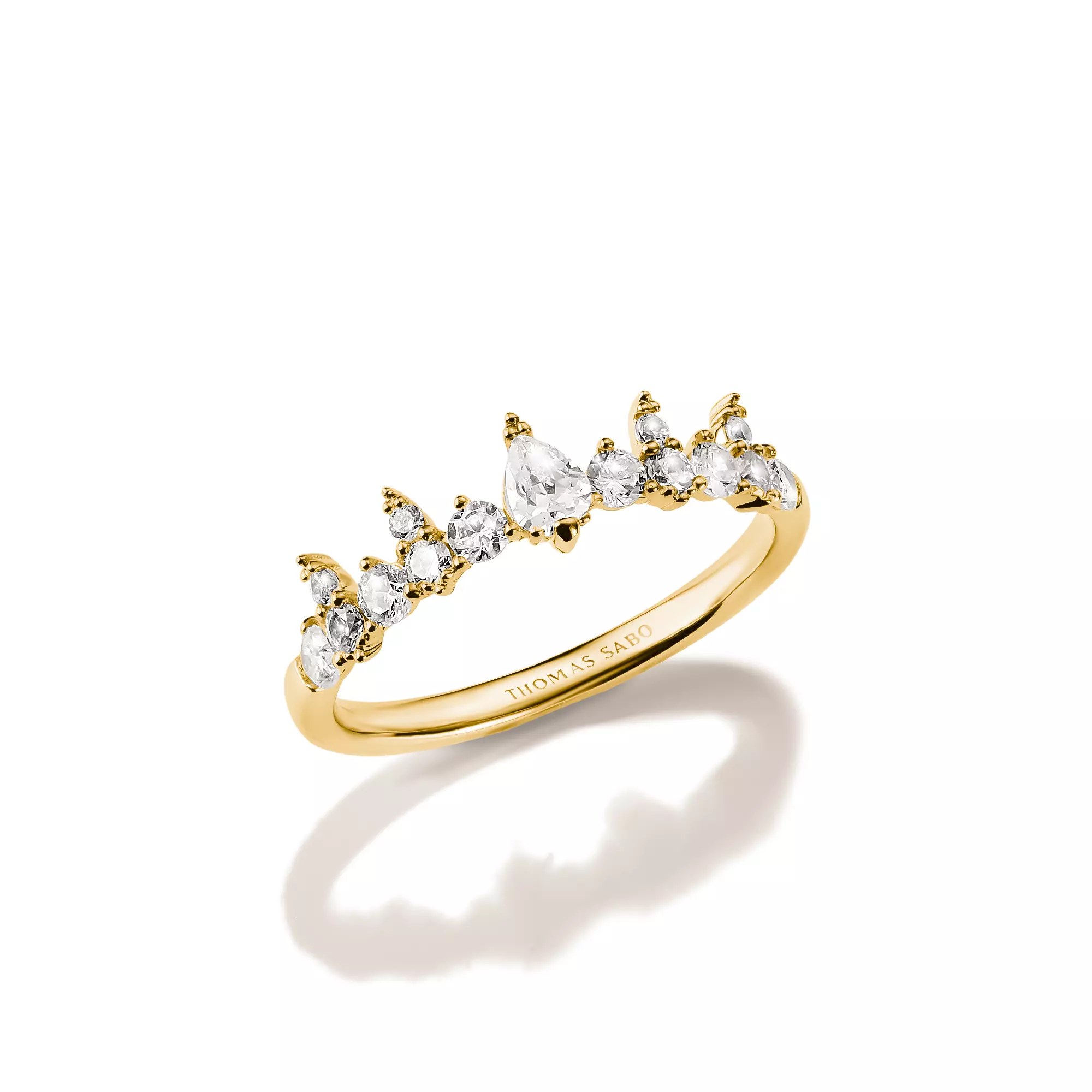 Thomas Sabo Ring mit weißem Zirkonia – vergoldet – 5,6 mm hoch – Ansicht 2