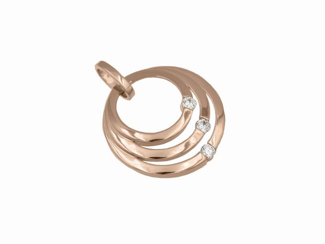 Anhänger in kreisförmigem Design aus Sterling Silber roségold vergoldet mit Zirkonia-Steinen, Hersteller Juwelier Harnisch, geeignet für verschiedene Motive.