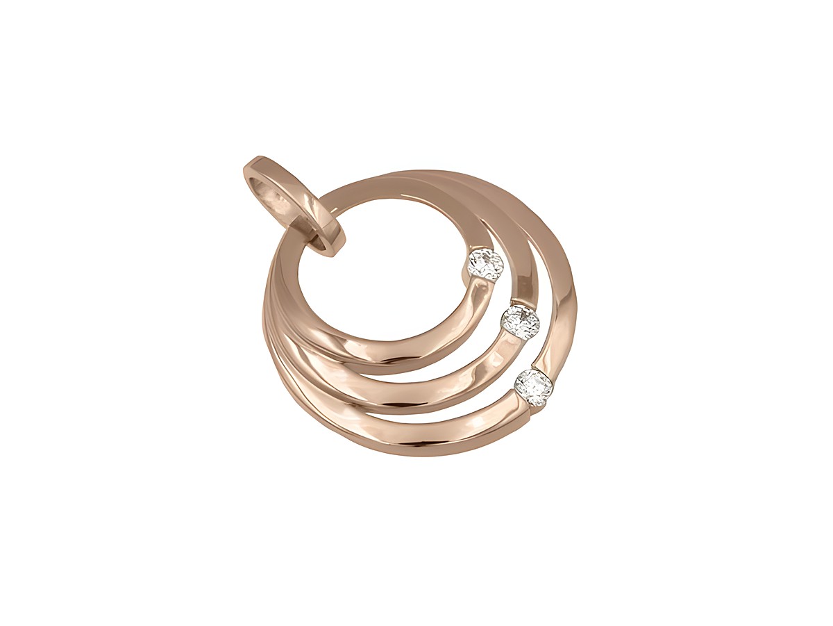 Anhänger in kreisförmigem Design aus Sterling Silber roségold vergoldet mit Zirkonia-Steinen, Hersteller Juwelier Harnisch, geeignet für verschiedene Motive.