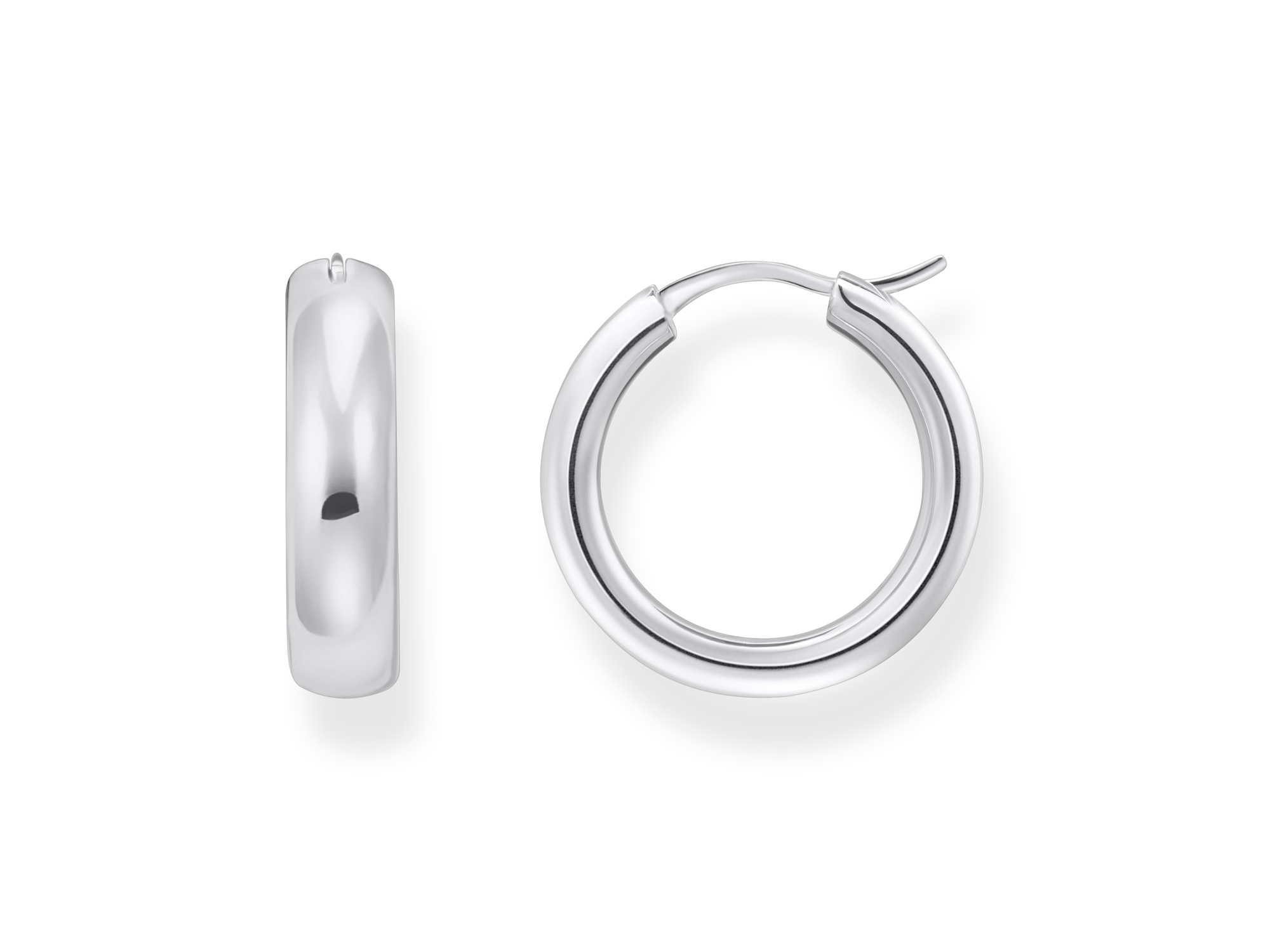 Silberne Creolen aus dem Hause Thomas Sabo, Modell CR746-001-21, in schlichtem Design mit glänzender Oberfläche, ideal für jeden Anlass und eine stilvolle Ergänzung für jedes Outfit.