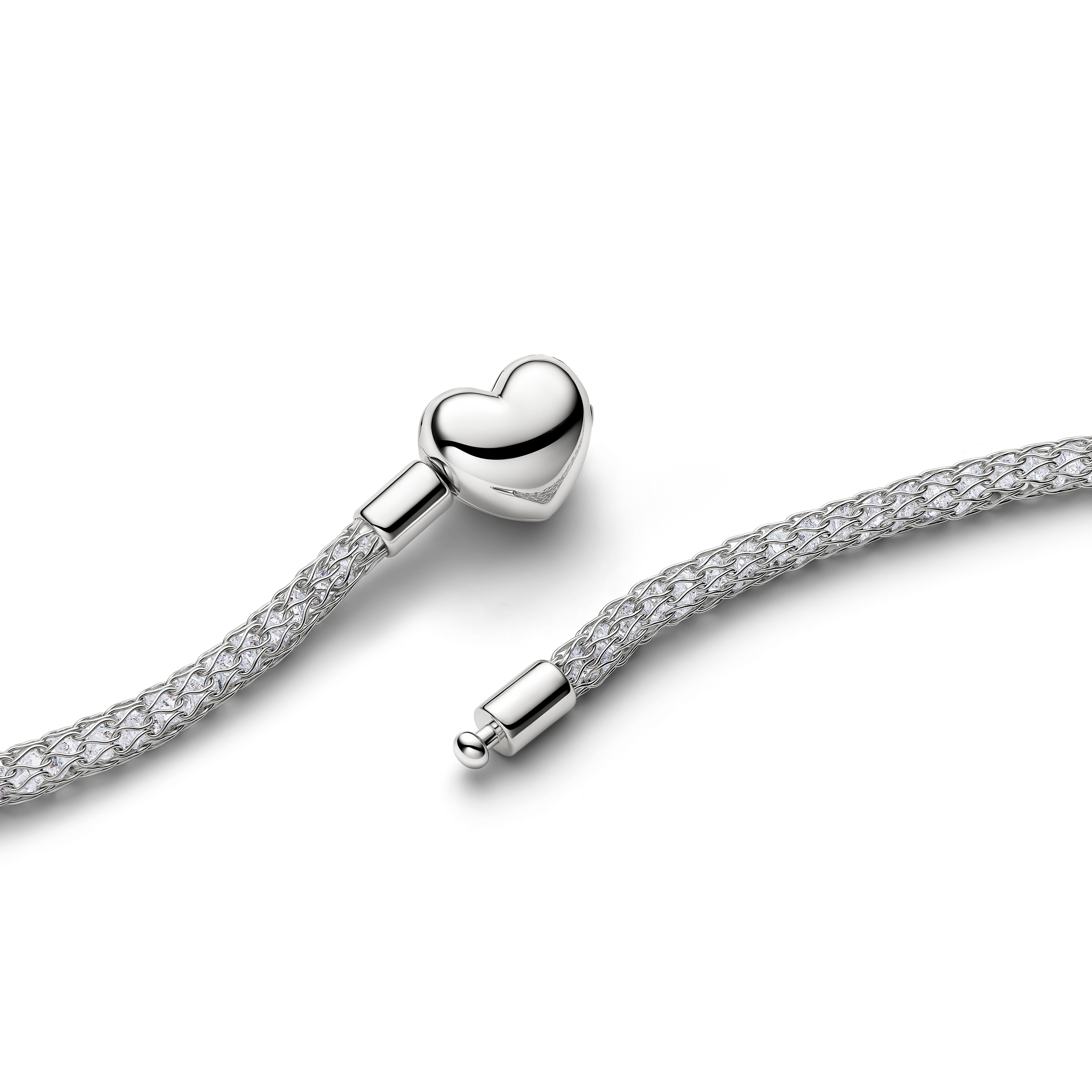 Pandora Moments - Halskette Mesh Herzverschluss - platiniert – Ansicht 2