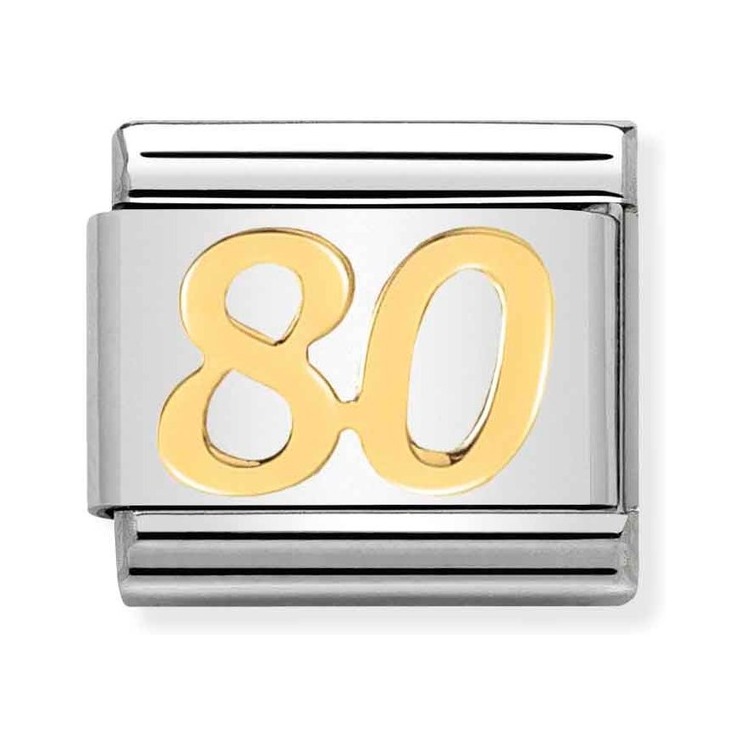 Nomination Composable Classic Charm Zahl 80 - Edelstahl, Gold 750 Gelbgold