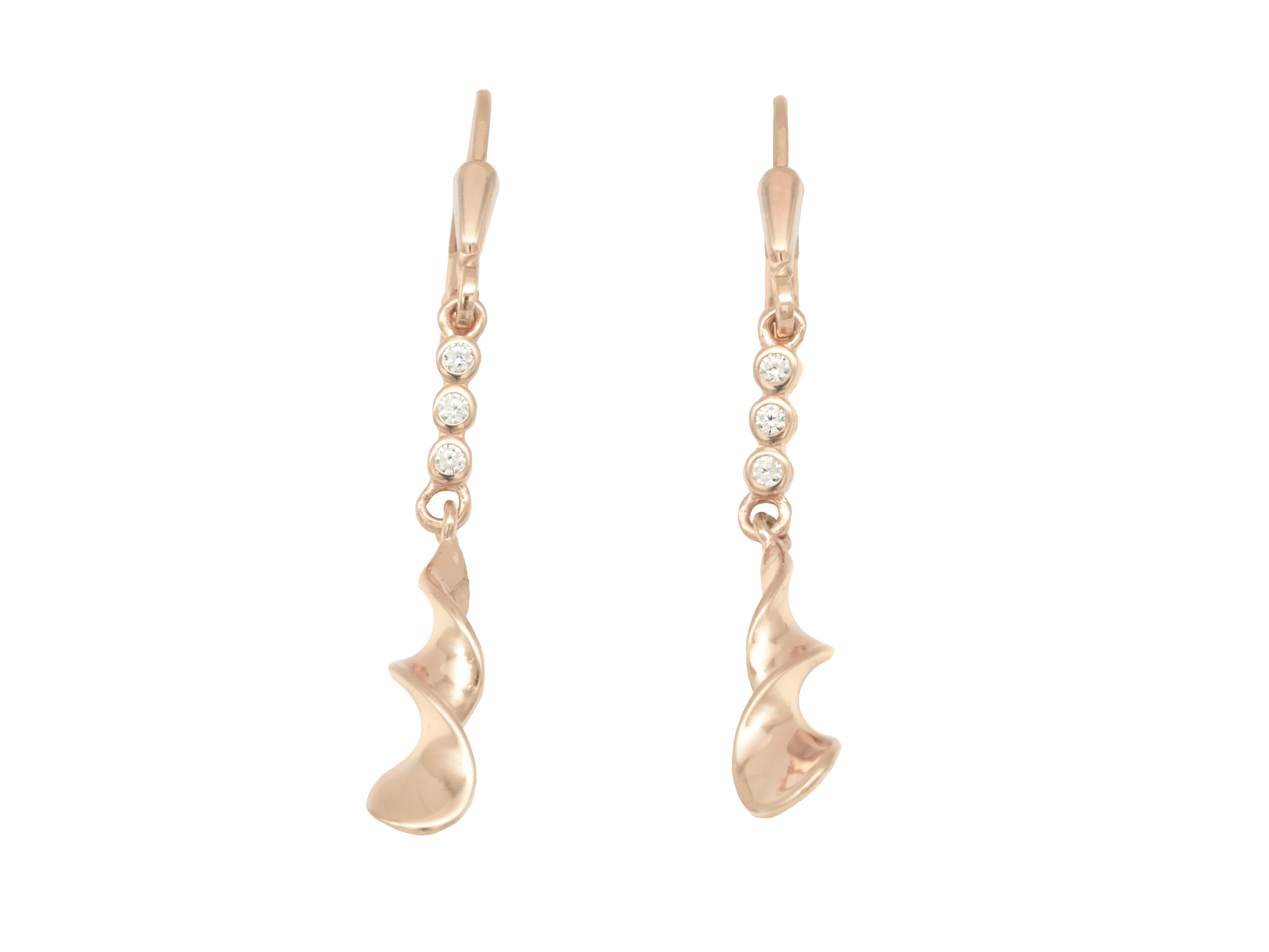 Ohrhänger Spirale - Sterling Silber 925 vergoldet Roségold poliert - Zirkonia Ohrhänger Spirale aus Sterling Silber 925, vergoldet in Roségold, poliert mit Zirkonia-Steinen. Elegantes Design, ideal für besondere Anlässe. Hersteller ist Juwelier Harnisch.