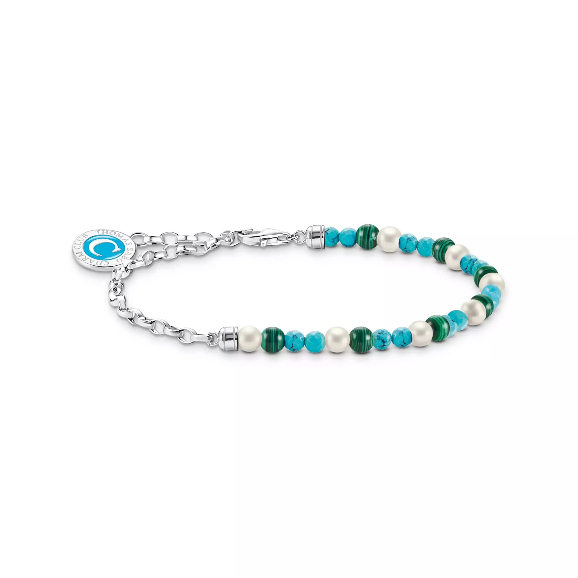 Thomas Sabo Armband - Carrier mit Gliedern - Silber & Emaille & Zuchtperle - mehrfarbig - 10 bis 13 cm
