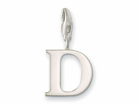 Silberner Buchstaben Charm Anhänger mit dem Buchstaben D von Thomas Sabo im Design 0178-001-12, ideal zur Individualisierung von Schmuckstücken.
