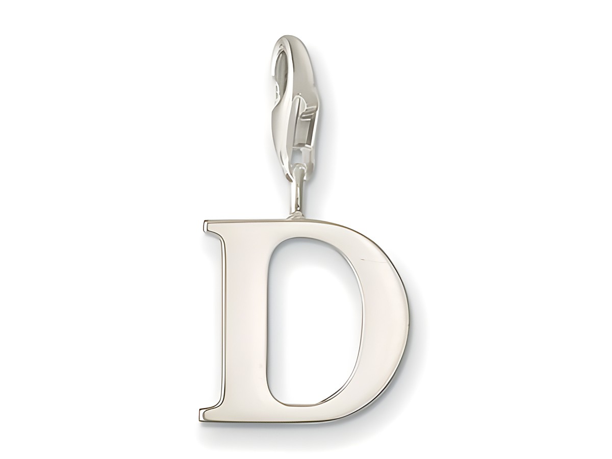 Silberner Buchstaben Charm Anhänger mit dem Buchstaben D von Thomas Sabo im Design 0178-001-12, ideal zur Individualisierung von Schmuckstücken.