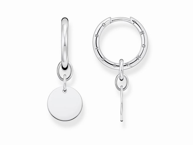 Runde Creolen aus Sterlingsilber von Thomas Sabo mit einem minimalistischen Design und einem hängenden runden Element, ideal für jeden Anlass und stilvolle Akzente.