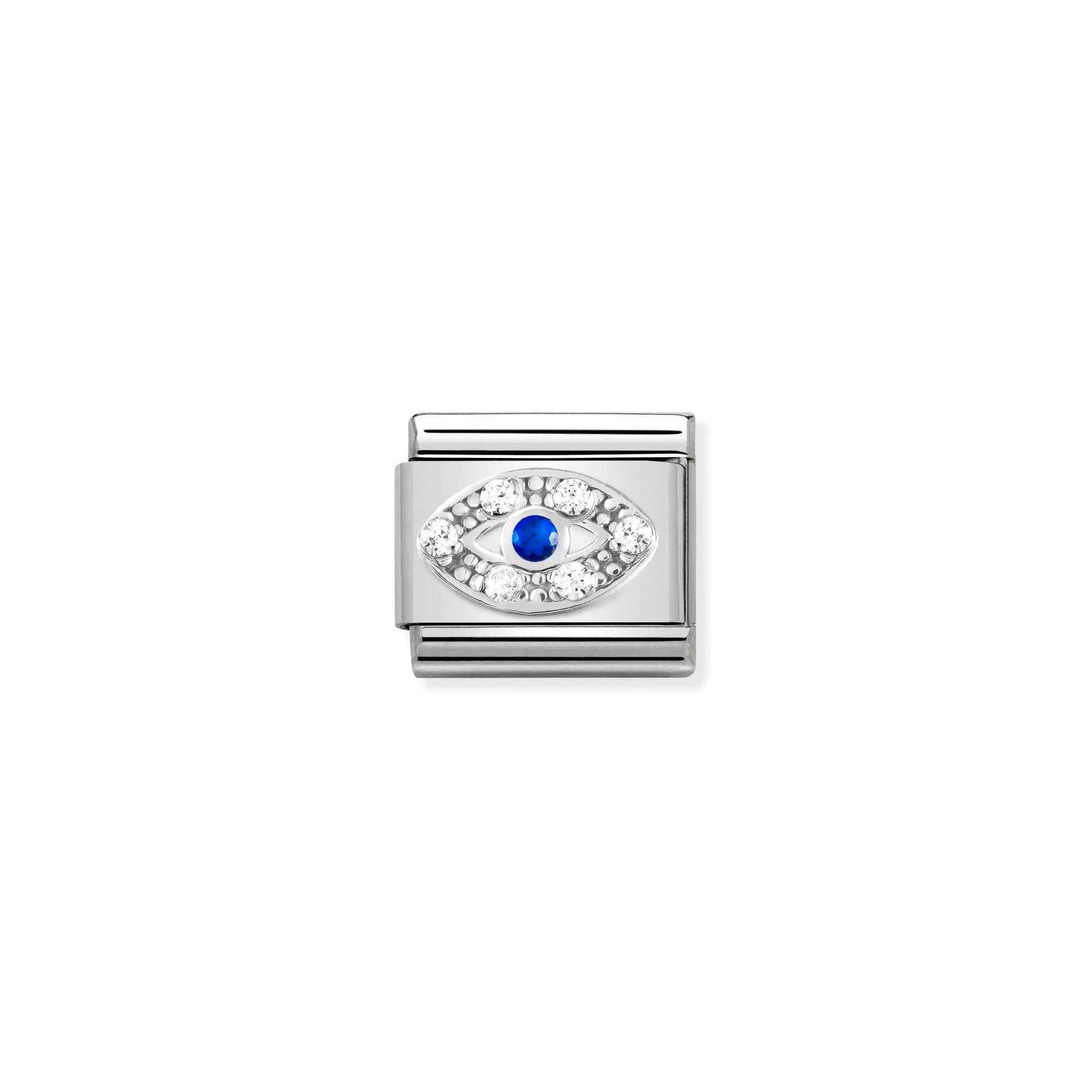 Nomination Composable Classic Charm griechisches Auge - Edelstahl, Sterling Silber, Zirkonia