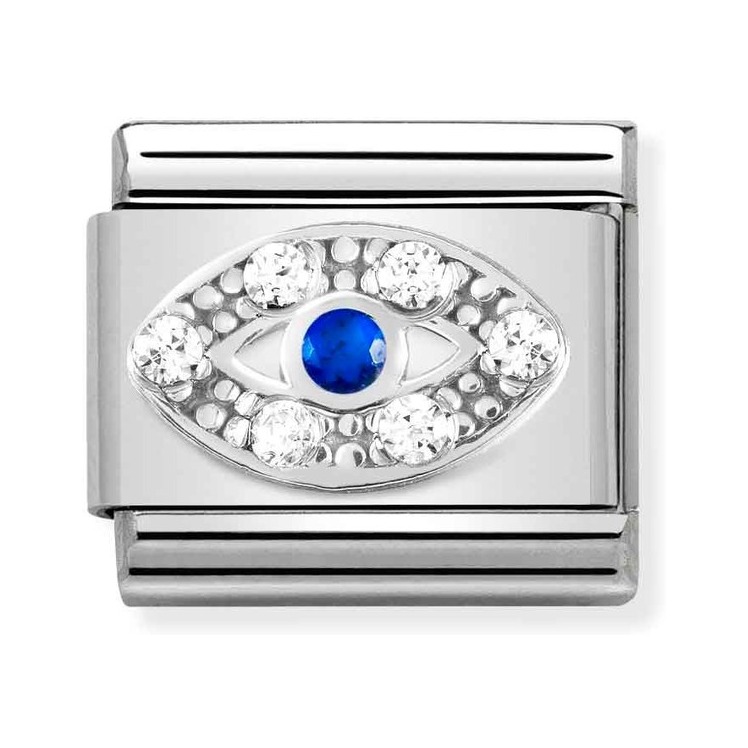 Nomination Composable Classic Charm griechisches Auge - Edelstahl, Sterling Silber, Zirkonia