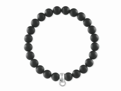 Charm-Armband von Thomas Sabo in Schwarz mit matten Perlen, 17,5 cm lang, Hersteller Thomas Sabo, geeignet bis 18 cm. Elegantes und zeitloses Design für jeden Anlass.