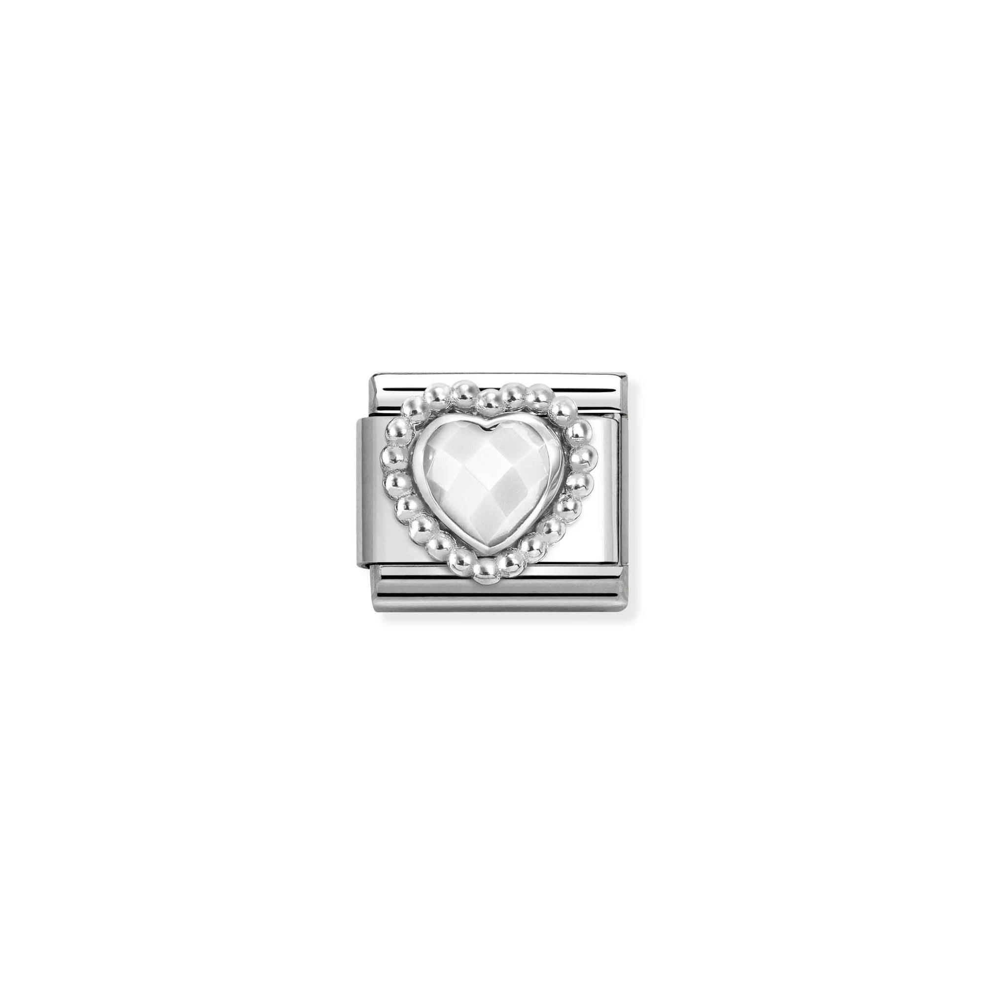 Nomination Composable Classic Charm Herz Kugelfassung weiß - Edelstahl, Sterling Silber