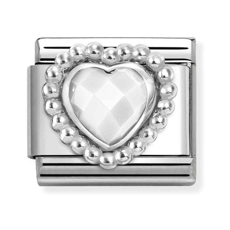Nomination Composable Classic Charm Herz Kugelfassung weiß - Edelstahl, Sterling Silber