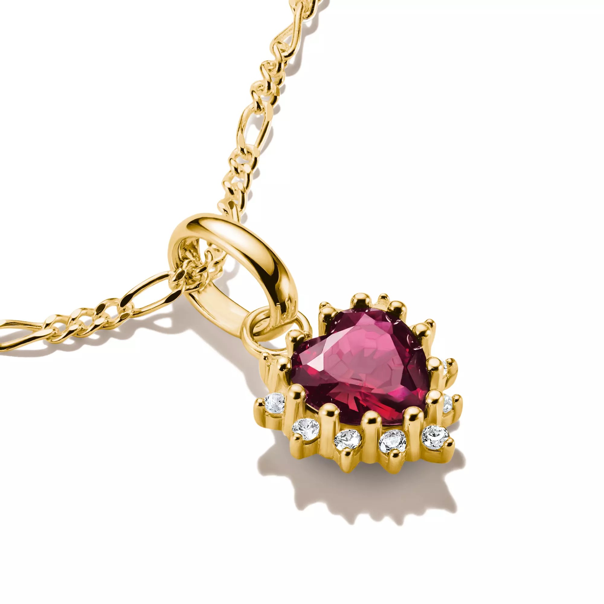 Thomas Sabo Connect - Charm Herz - 18k Gelbgold Vergoldung - Zirkonia - Lab Grown Rubin - Charm mit Öse – Ansicht 2