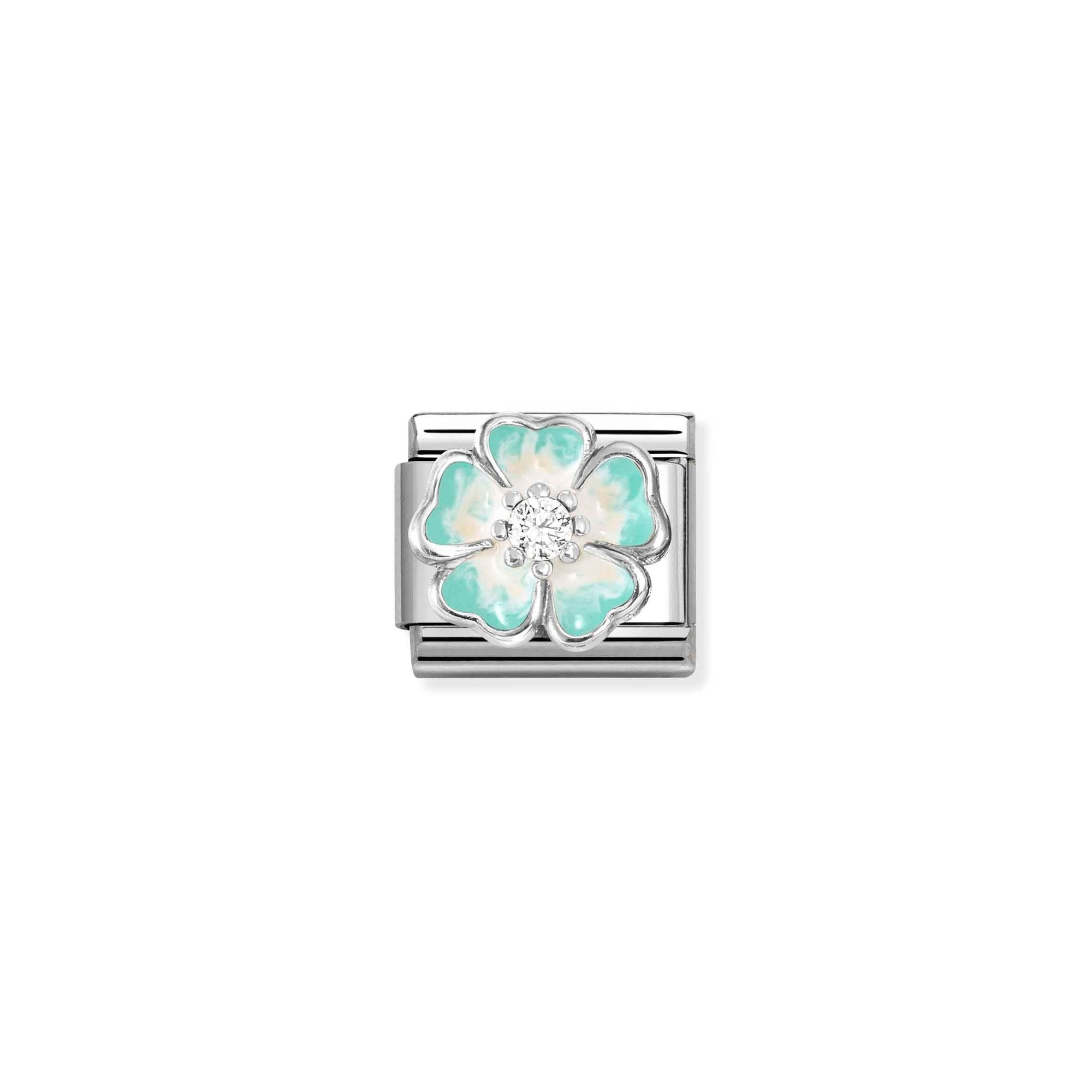 Nomination Composable Classic Charm Blüte grün-weiß - Edelstahl, Sterling Silber, Emaille, Zirkonia – Ansicht 2