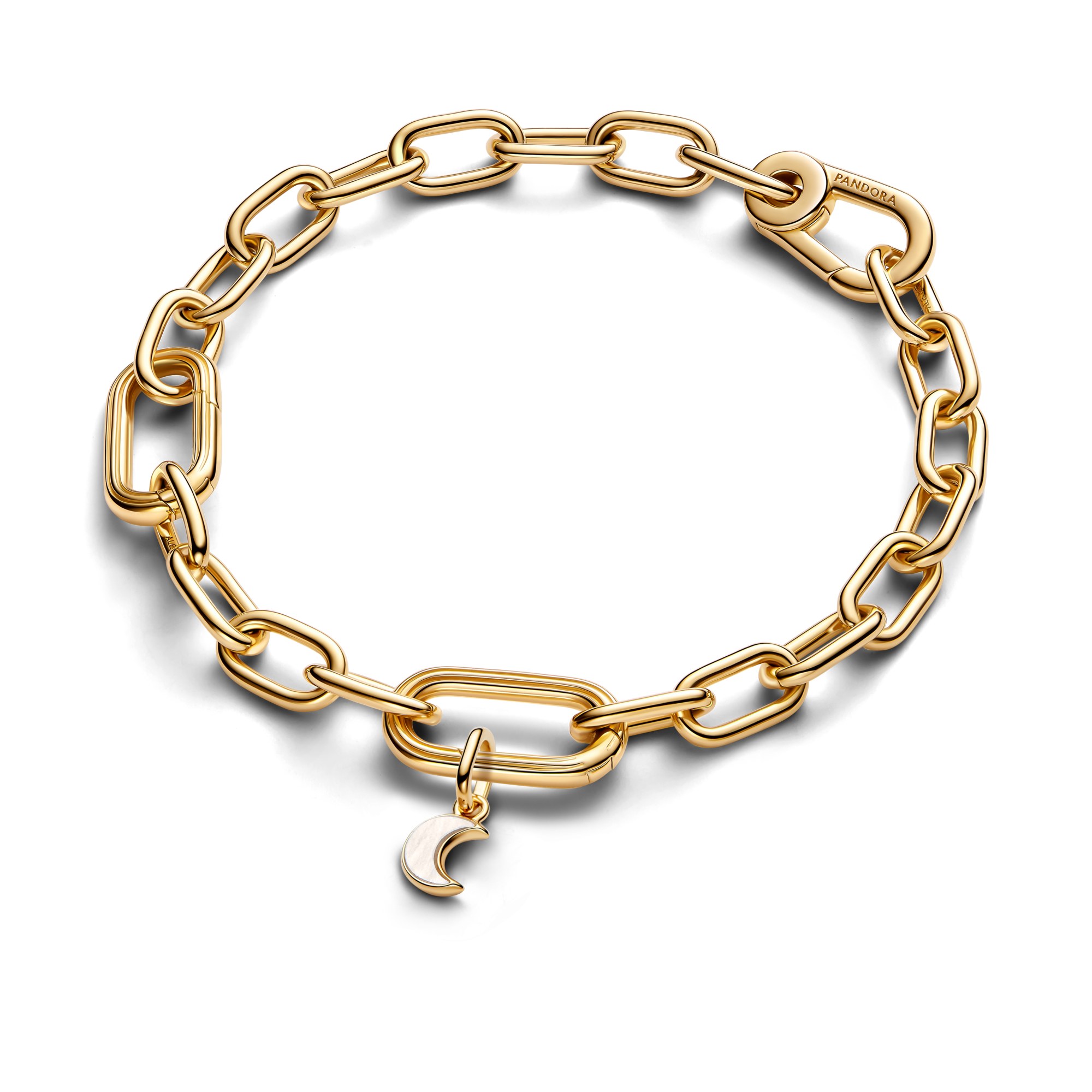 Pandora ME - Halbmond Mini-Dangle-Charm Bioresin-Perlmuttmutter - Gelbgold Vergoldung – Ansicht 2