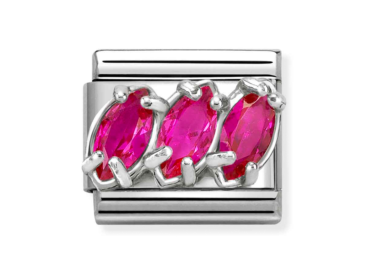 Nomination 330329 22 - CLASSIC Zirkonia in Sterling Silber-Fassung - Triptychon - Rot