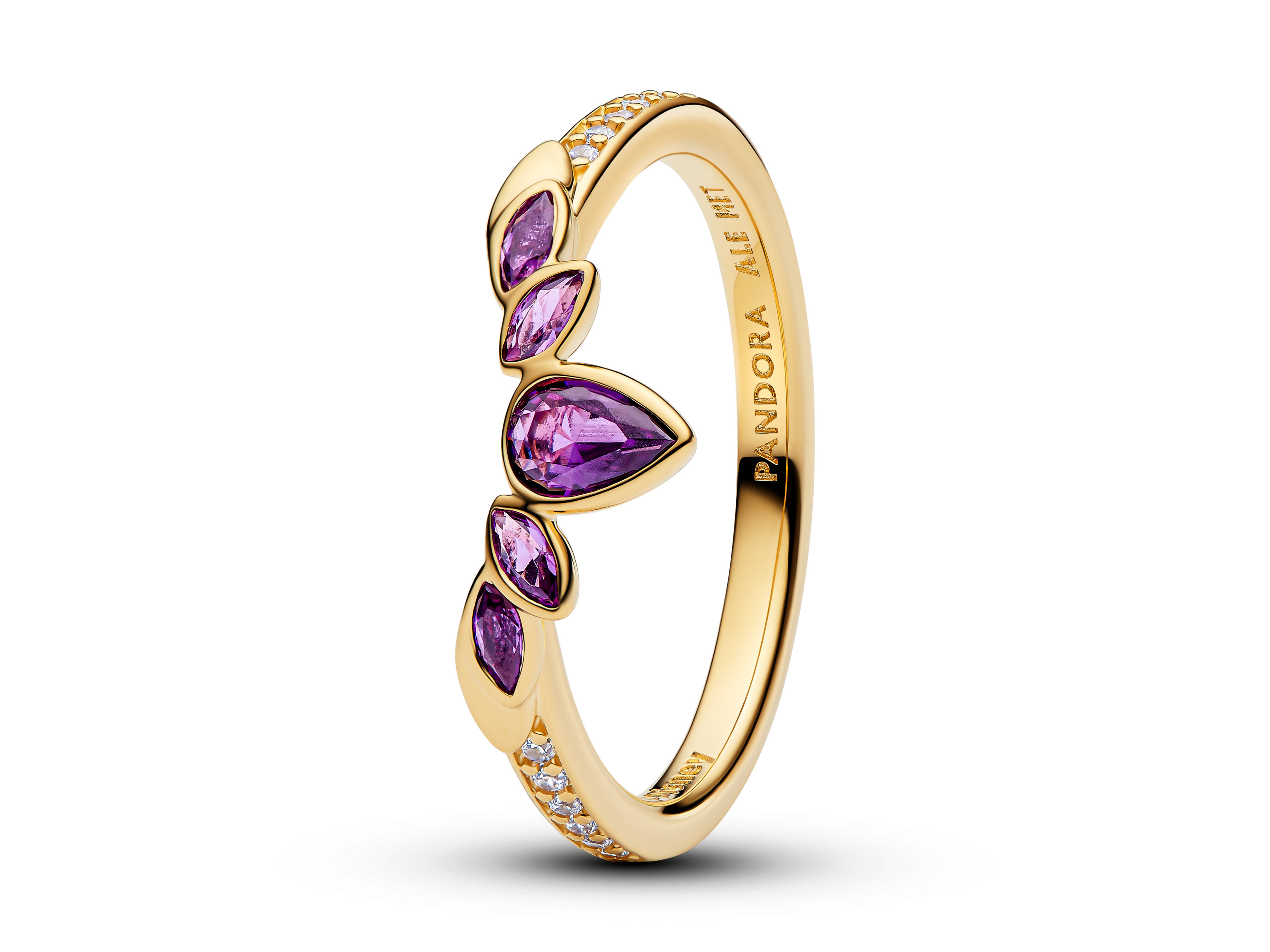 Pandora 164135C01-60 - Disney Die Eiskönigin Anna Diadem-Ring - Gelbgold Vergoldung - Steinmix Lila - Gr. 60