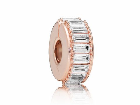 PANDORA 787559CZ - ROSÉ clip - Stopper mit Zirkonia und Silikongriff