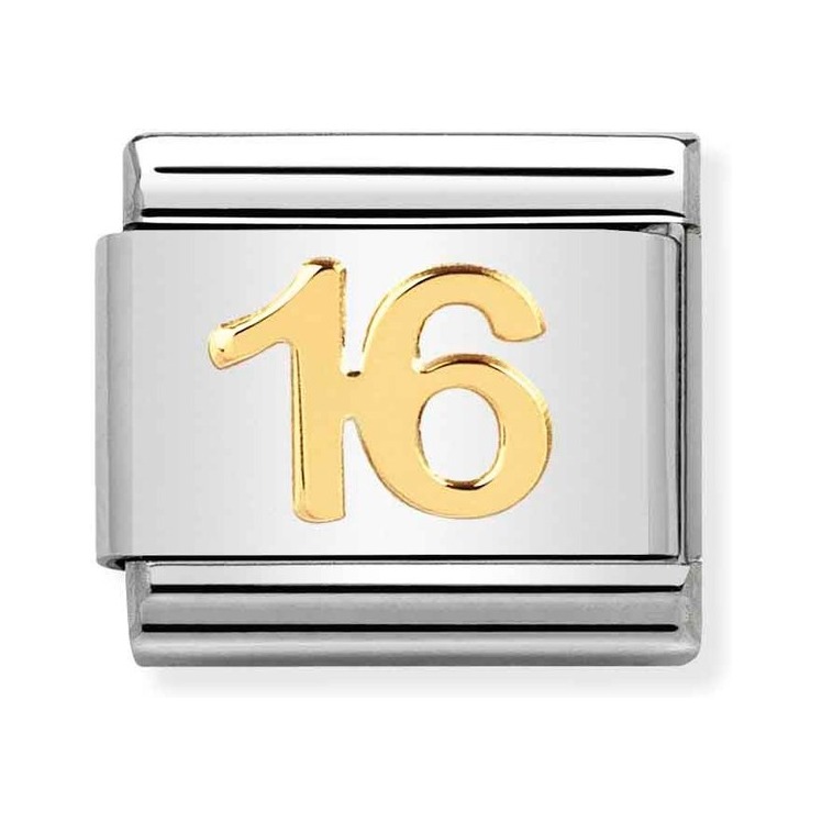 Nomination Composable Classic Charm Zahl 16 - Edelstahl, Gold 750 Gelbgold