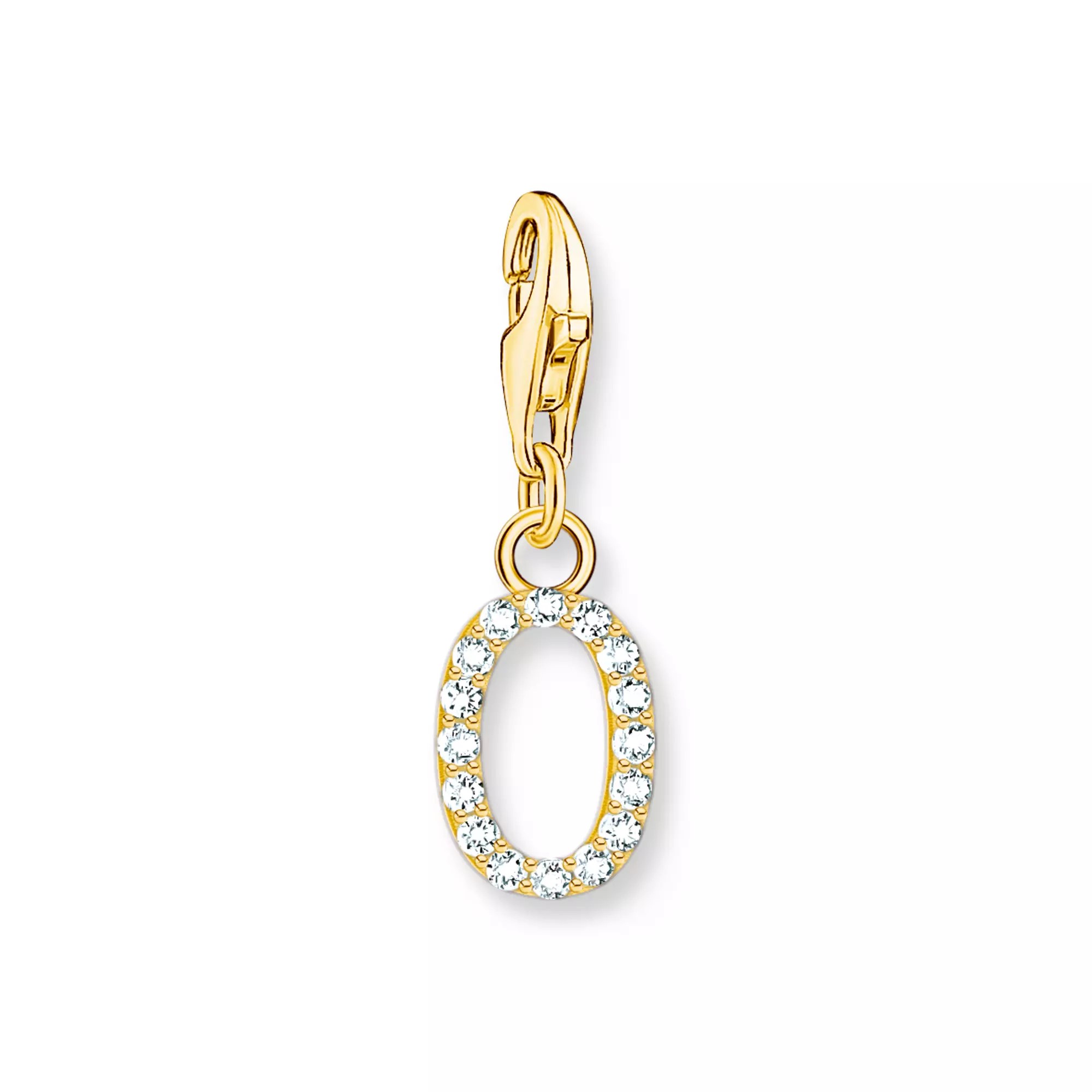 Thomas Sabo Charm-Anhänger - funkelnder Buchstabe O - Silber Gelbgold verg. & Zirkonia - Weiß