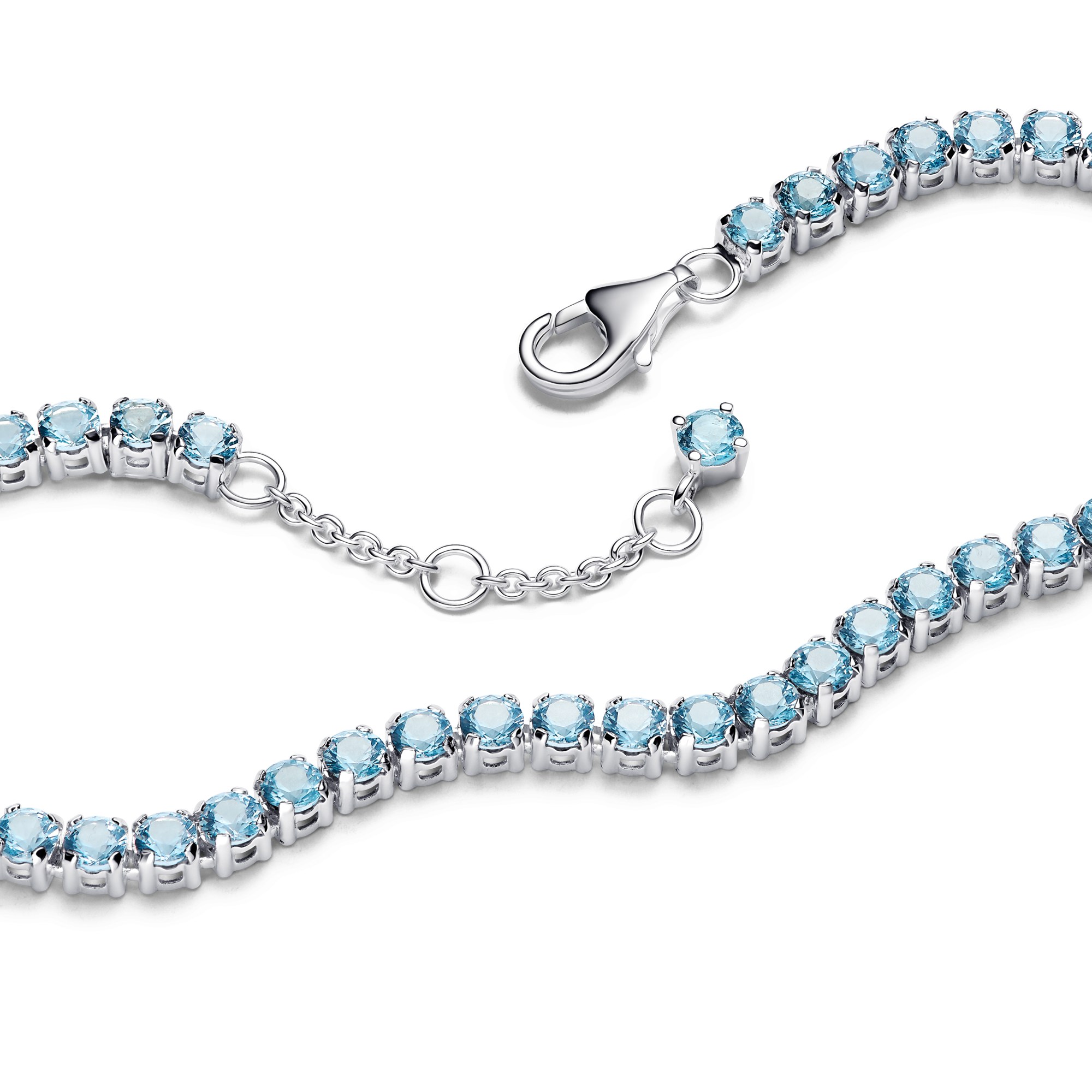 Pandora Funkelndes hellblaues Tennisarmband - Sterling Silber
