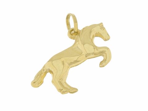 Pferd springend aus 333 Gold, niedlich, ca. 1,5 cm, hergestellt von Juwelier Harnisch, ideal als Anhänger für Tierliebhaber.