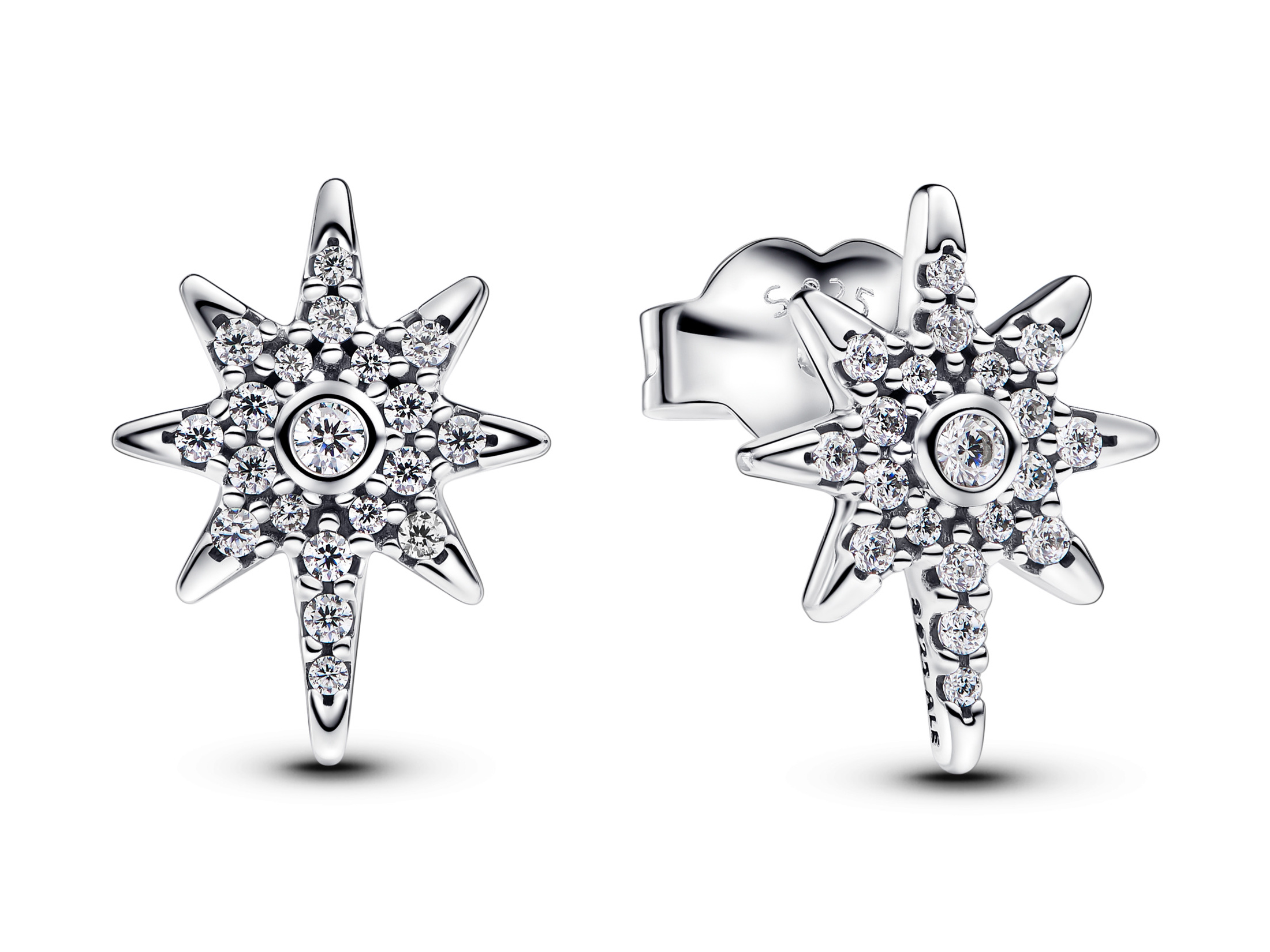 Pandora 293587C01 Ohrstecker aus Silber mit klarem Zirkonia, funkelndes Sternendesign, elegant und auffällig, ideal für jeden Anlass, geeignet für stilvolle Frauen.