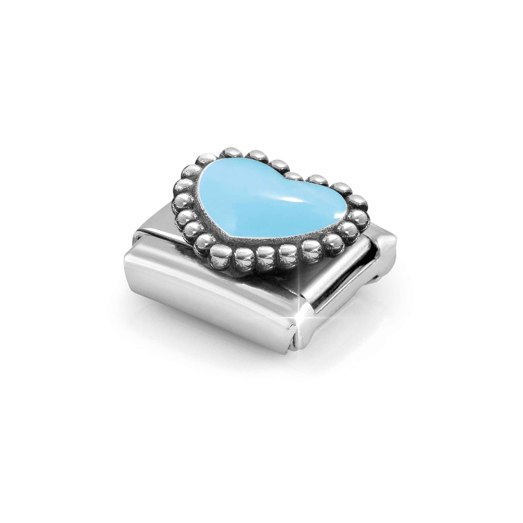 Nomination CLASSIC Element - oxidiertes Sterling Silber - Emaille - Gewölbtes Herz - Hellblau – Ansicht 5