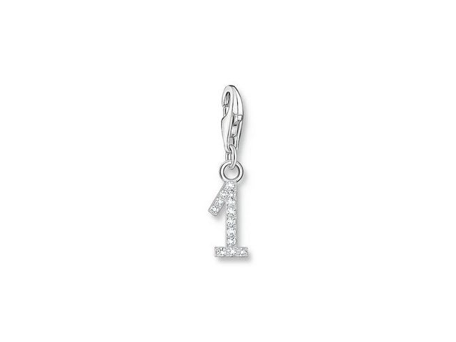 56972664-0 Charm-Anhänger von Thomas Sabo in Silber mit der Zahl 1, verziert mit funkelndem Zirkonia, ideal für persönliche Schmuckkreationen und Neuheiten im Onlineshop.
