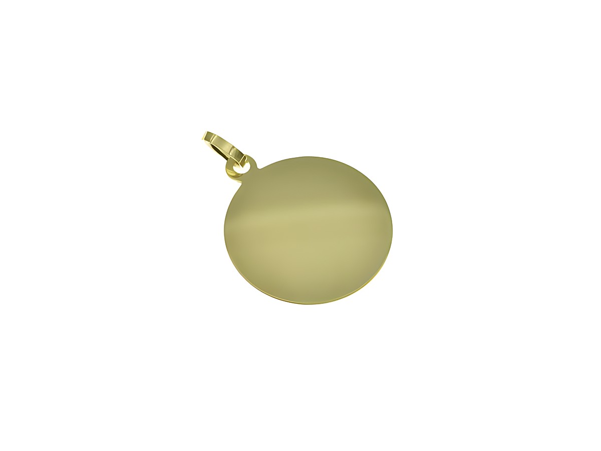 Gold Anhänger 10,5 mm Gravurplatte rund Hersteller Juwelier Harnisch Gravuren glänzender, runder Anhänger aus Gold mit Aufhänger, ideal für persönliche Gravuren.