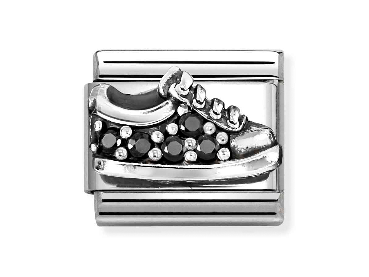 Nomination 330327 18 - CLASSIC Symbol aus Sterling Silber oxidiert - Zirkonia - Sneaker - Schwarz