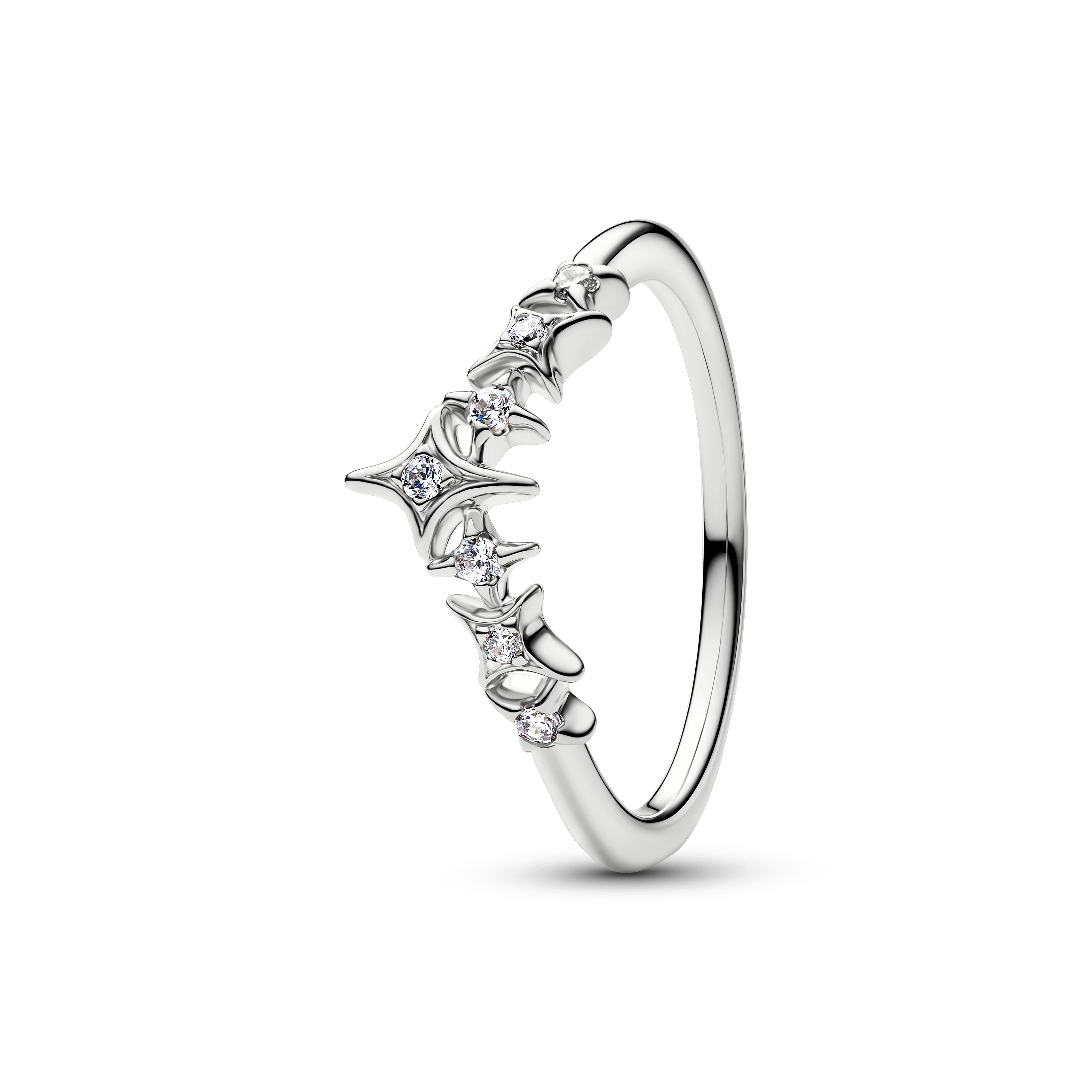 Pandora Moments - Ring Tiara Sterne - platiniert - Gr. 60 - 134946C01-60