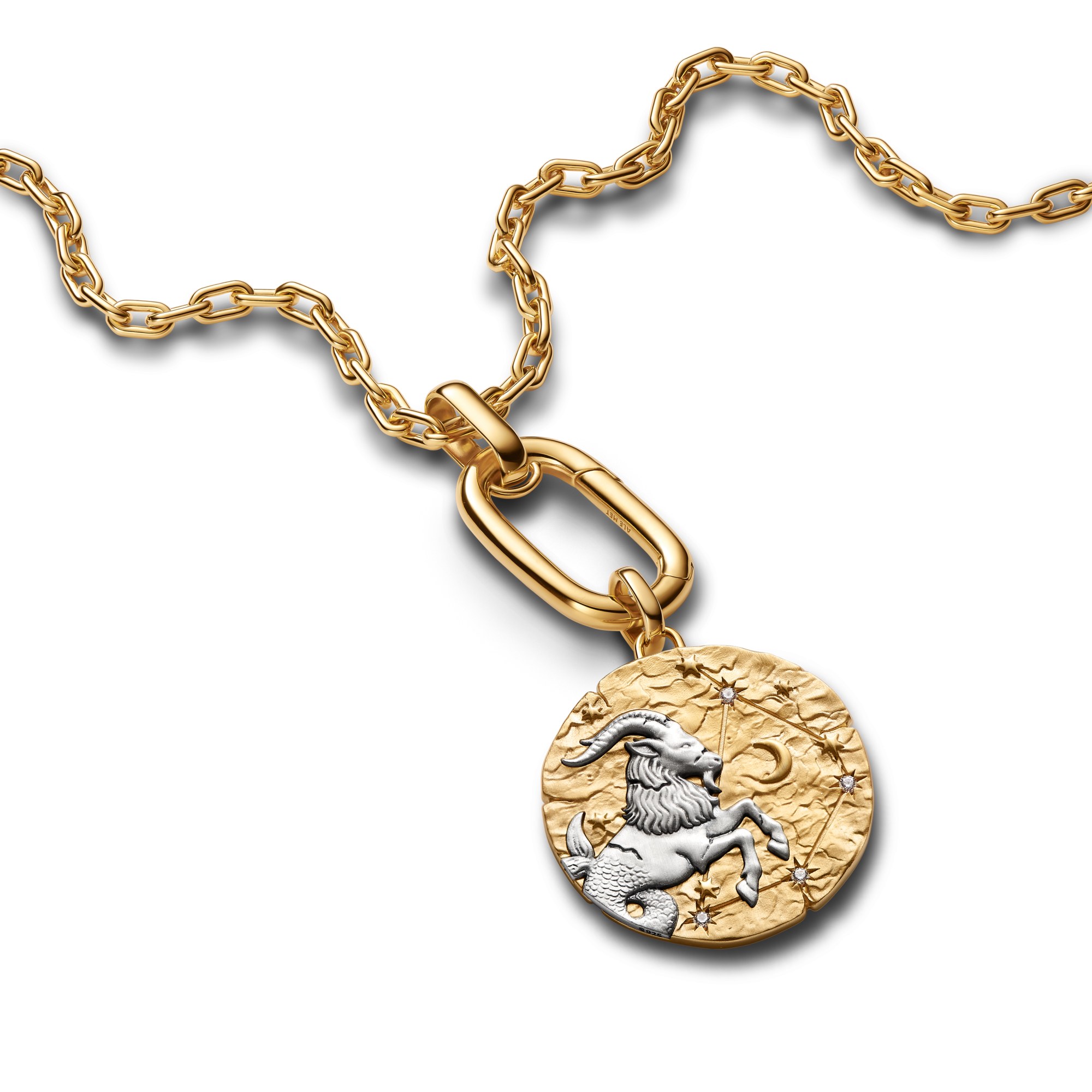 Pandora ME - Sternzeichen Steinbock - gr. Anhänger-Charm - Sterling Silber & Gelbgold Vergoldung - 28 mm – Ansicht 3