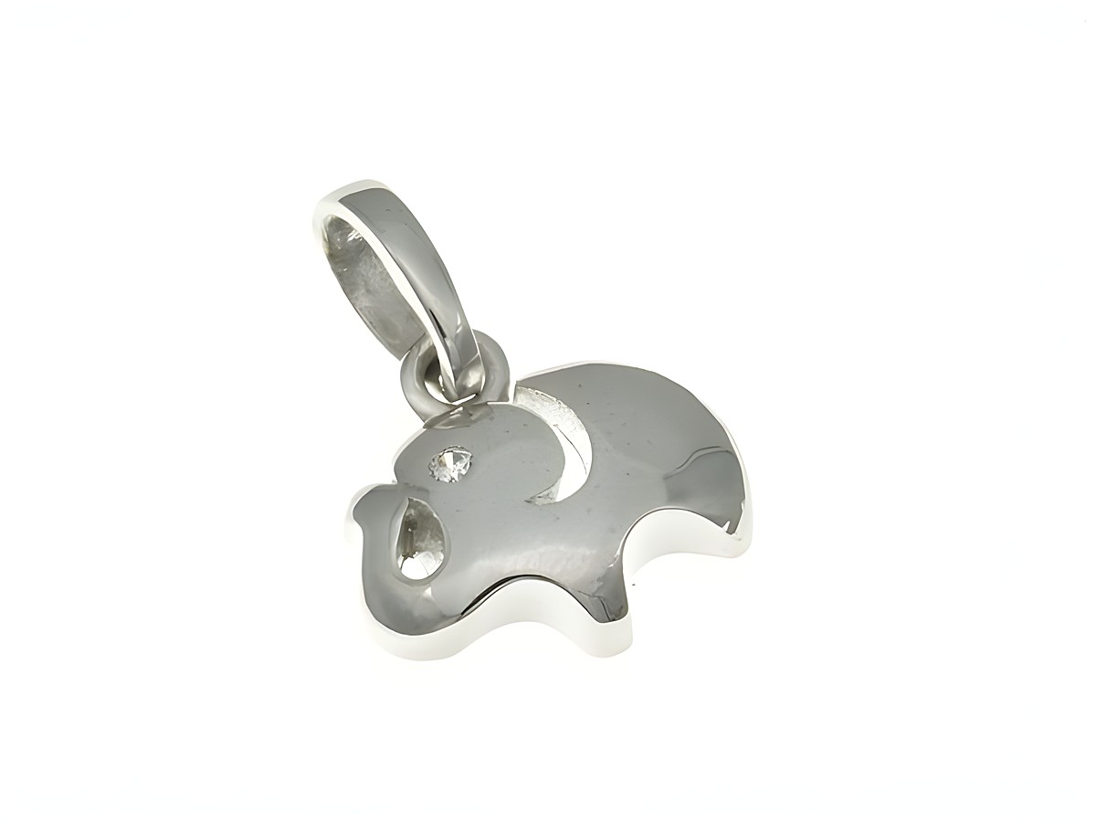 Elefant Anhänger aus rhodiniertem Sterling Silber mit Zirkonia, ideal für Kinder, zart und verspielt gestaltet, passend zu jedem Anlass.