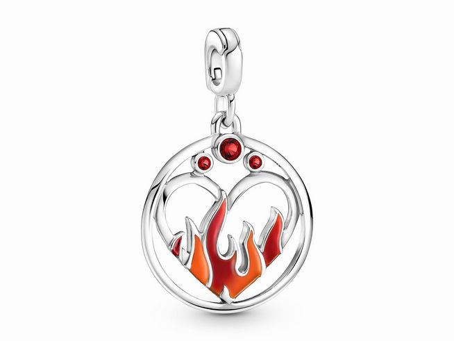 Pandora ME Medallion Feuer Innen aus Sterling Silber mit bunten Kristallen und flammendem Motiv, ideal für individuellen Schmuck.