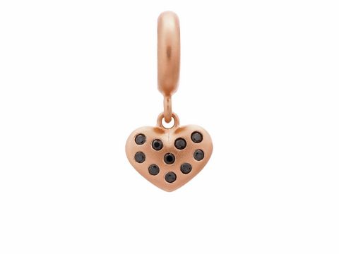 Roségold Charms von Endless mit Herzmotiv und schwarzen Pünktchen. Charm in Form eines Herzens, ideal für individuelle Schmuckgestaltungen und modische Akzente.