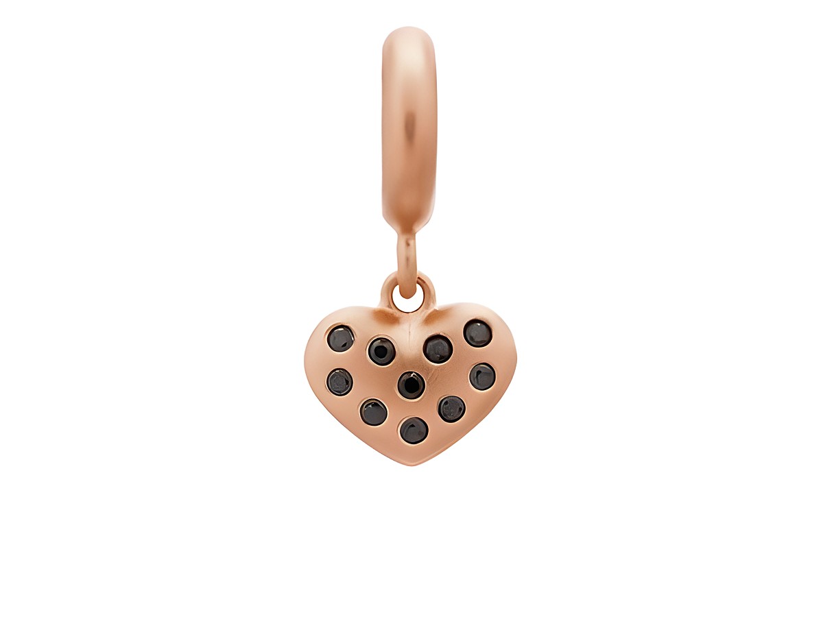 Roségold Charms von Endless mit Herzmotiv und schwarzen Pünktchen. Charm in Form eines Herzens, ideal für individuelle Schmuckgestaltungen und modische Akzente.