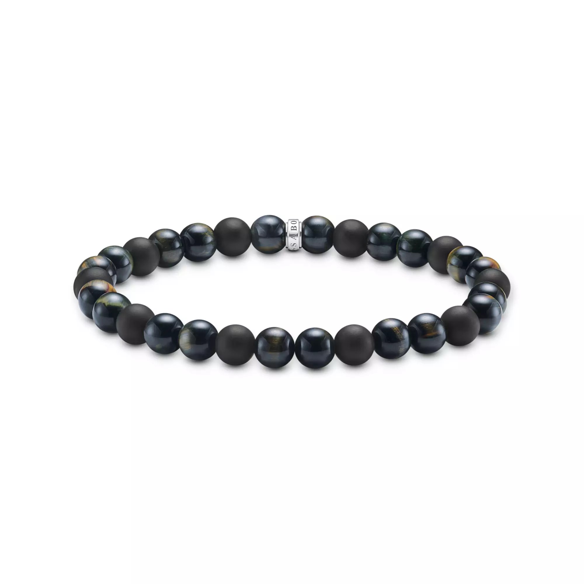Thomas Sabo Talisman-Armband mit Tigerauge- und Obsidian-Beads – Silber – 17 cm – Ansicht 2