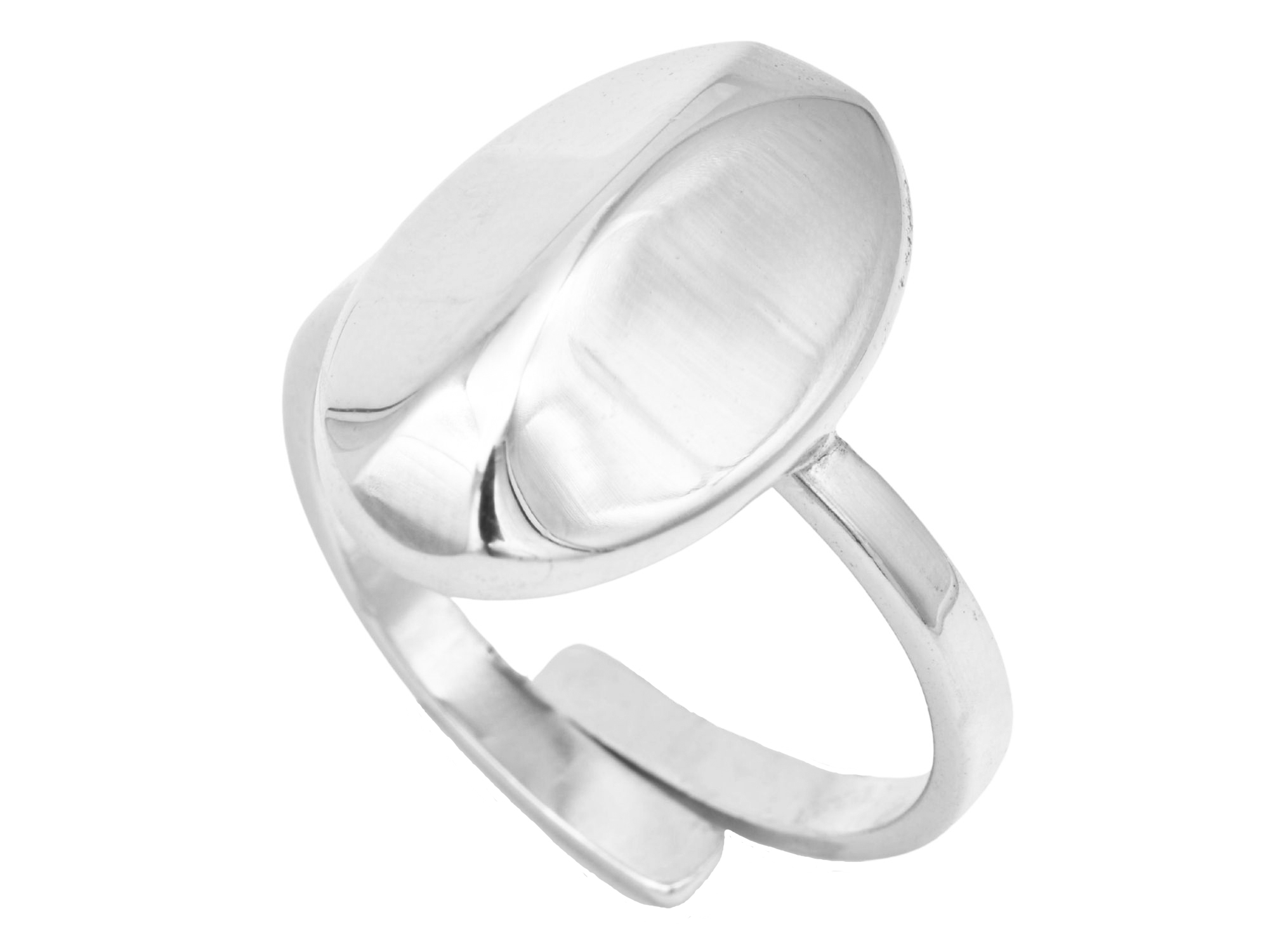 Ring Oval verstellbar - Silber poliert rhodiniert - Größe 52 - 56 verstellbar