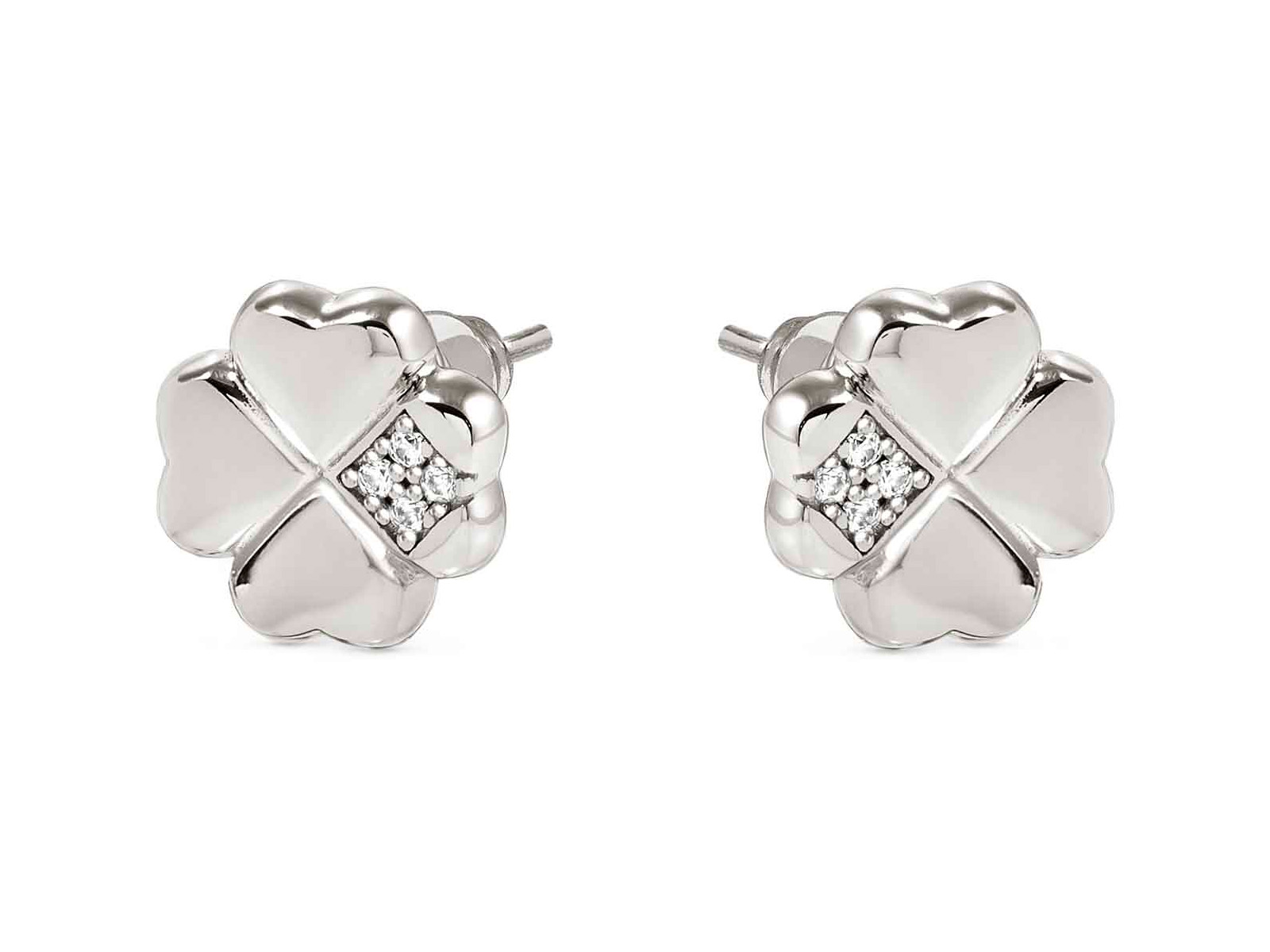 Sterling Silber Ohrstecker in Form eines GlücksKleeblatts mit Zirkonia-AKzenten, elegant und modern, von Pandora, ideal für einen besonderen Anlass oder als Geschenk.