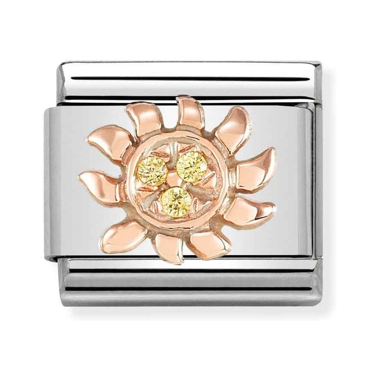 Nomination Composable Classic Charm Sonne - Edelstahl, roségoldfarben, Zirkonia