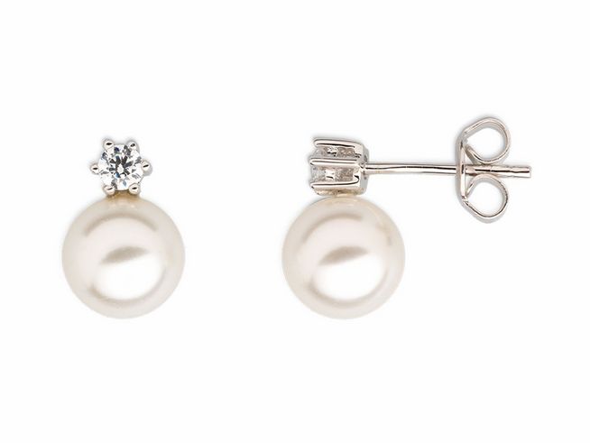Xenox Sterling Silber Ohrringe XS5261 PEARL DREAMS mit einem glänzenden Perlenanhänger und funkelndem Kristall, eleganter Ohrschmuck für besondere Anlässe.